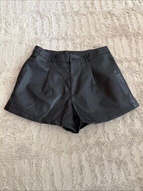 Black Faux Leather Women's High-Waist Shorts